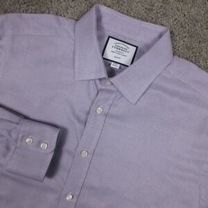 Charles Tyrwhitt Shirt Mens XL 17 35 Purple Slim Fit Cotton Dress Button Up EUC